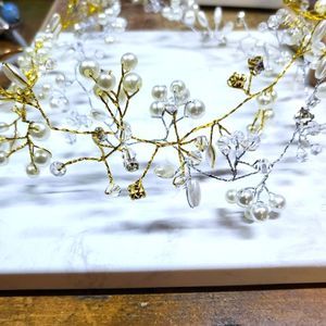 Handmade hair vine wedding accessory silver or gold wire